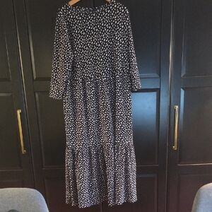 River Island Black and White Patterned Long Sleeve Dress